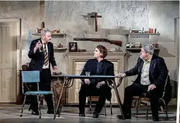  ?? ?? Fraught: Valeen (Frankie McCafferty), Fr Welsh (Art Campion) and Coleman (Denis Conway) and, right, Coleman and Valeen