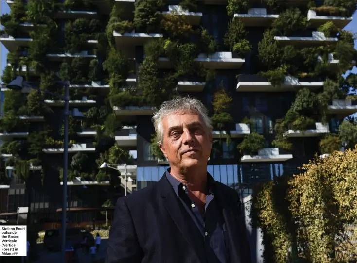 ?? AFP ?? Stefano Boeri outsaide the Bosco Verticale (Vertical Forest) in Milan