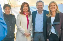  ??  ?? The Alberto Fernández-Cristina Fernández ticket is flanked by their chosen candidates for Buenos Aires Province, former Economy Minister Axel Kicillof and La Matanza Mayor Verónica Magario.