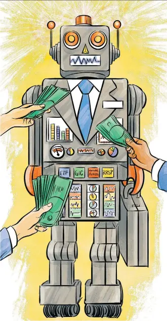  ?? ILLUSTRATI­ON BY CHLOE CUSHMAN ?? ETFs with so-called “robo advisers” can offer the best of both worlds of reasonable fees and profession­al investment management for everyday investors, says Jonathan Chevreau.