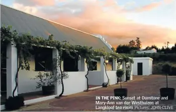  ?? Pictures: JOHN-CLIVE ?? IN THE PINK: Sunset at Dunstone and Mary-Ann van der Westhuizen at Langkloof tea room