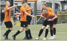  ?? ?? Jubilee celebrate one of George Cartmell’s two goals