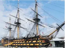  ?? SALTY AND MODERN PORTSMOUTH ?? The grand 19th-century HMS Victory, Admiral Nelson’s flagship, is a tourable museum, the world’s oldest commission­ed warship and is turning into a patriotic pilgrimage for the British.