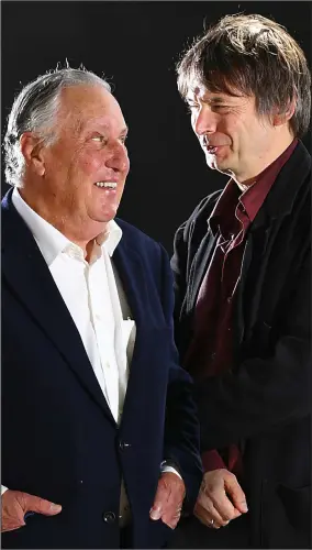  ??  ?? Thrilling confession: Frederick Forsyth with Ian Rankin yesterday