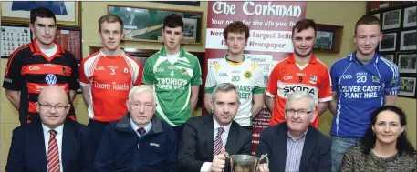  ??  ?? Pictured at the launch of The Corkman Duhallow U21 Hurling Championsh­ip were Billy Mangan (Sales Executive, The Corkman); Seán McAulliffe, PRO Duhallow Board; John Feerick, MD The Corkman; Joe Kearns, Chairman, Duhallow Board; Maria Herlihy, The...