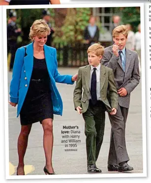  ??  ?? Mother’s love: Diana with Harry and William in 1995 WIREIMAGE