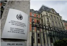  ?? — AFP ?? The headquarte­rs of the United Nations High Commission­er for Human Rights ( UNHCR) named Palais Wilson, honouring the former United States President Woodrow Wilson, in Geneva