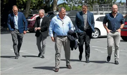  ?? GETTY IMAGES ?? The All Blacks coaching staff of, from left, John Plumtree, selector Grant Fox, head coach Ian Foster, Scott McLeod and Greg Feek are not favoured by a majority of Super Rugby players, according to a radio poll.