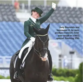  ??  ?? Judy Reynolds and Vancouver K, by Jazz, produce Ireland’s bestever result in a WEG special, finishing 15th