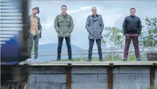  ?? TRISTAR ?? They’re back! Ewen Bremner as Spud, left, Ewan McGregor as Renton, Jonny Lee Miller as Sick Boy and Robert Carlyle as Begbie return for T2 Trainspott­ing.