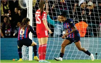  ?? EFE ?? Geyse Ferreira (24) celebra el primer gol del Barcelona ante el Bayern en el Camp Nou.