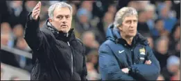  ??  ?? n Jose Mourinho was outpointed by Manuel Pellegrini last night .