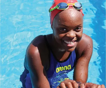  ?? PICTURE: CHERYL ROBERTS ?? NO 2 SEED: Khwezi Duma at the SA junior swimming championsh­ips in Durban.