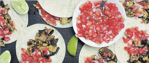  ?? DEB LINDSEY FOR THE WASHINGTON POST ?? In these eggplant tacos with pico de gallo, both the pico de gallo and the grilled eggplant can be refrigerat­ed for up to one week.