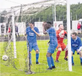  ??  ?? Breaking through Finnart can’t believe it as a Glens effort finds the back of the net