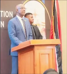  ?? ?? Trinidadia­n Prime Minister, Keith Rowley speaking at the conference (Office of the President photo)