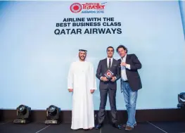  ??  ?? Qatar Airways was announced Airline with the Best Business Class at the Business Traveller Awards Middle East 2016.