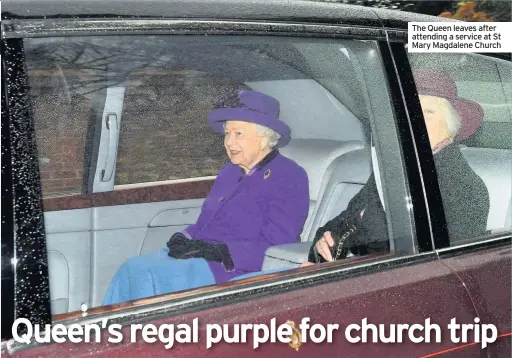  ??  ?? The Queen leaves after attending a service at St Mary Magdalene Church