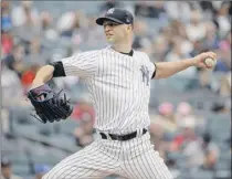  ?? Seth Wenig / Associated Press ?? Yankees starting pitcher J.A. Happ allowed only one run in his five innings of work against the orioles, but he threw 107 pitches. reliever A.J. Cole squandered a 3-1 lead in the sixth inning.