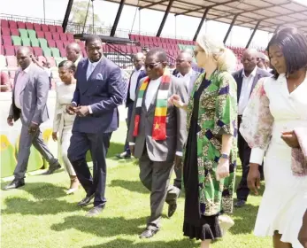  ?? — Picture: PCZ ?? President Mnangagwa officially opened the 5 000-seater Heart Stadium in Waterfalls yesterday and commended Prophet Walter Magaya for creating the state-of-the-art sports infrastruc­ture.