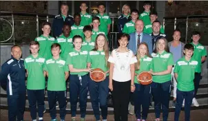  ??  ?? The 18 athletes who will represent Tralee and Kerry at the Internatio­nal Children’s Games .