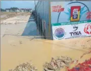  ??  ?? Water logging inside and outside the venue in Amethi.