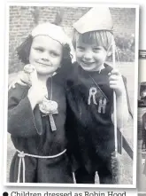  ??  ?? Children dressed as Robin Hood and Friar Tuck in the St Cuthbert’s Church Rose Queen parade in Churchtown in July 1982