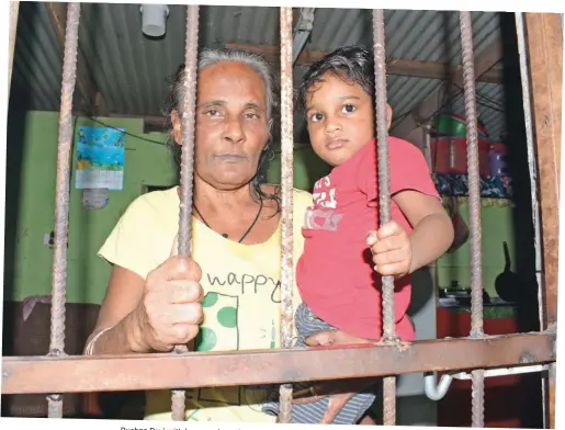  ?? Photo: Ronald Kumar ?? Pushpa Devi with her grandson, Arman Prasad at their
Kali Palce Tacirua home on 24, July 2019.