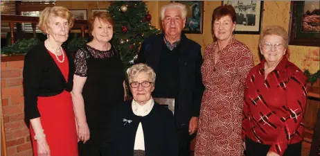  ??  ?? Founding members Kathleen Sinnott, Catherine O’Connor, Maggie Sinnott, John O’ Connor, Marie Hammel and Kathleen O’ Connor at the 40th birthday of the St Mary’s ‘79 Club in the Upton Court Hotel.