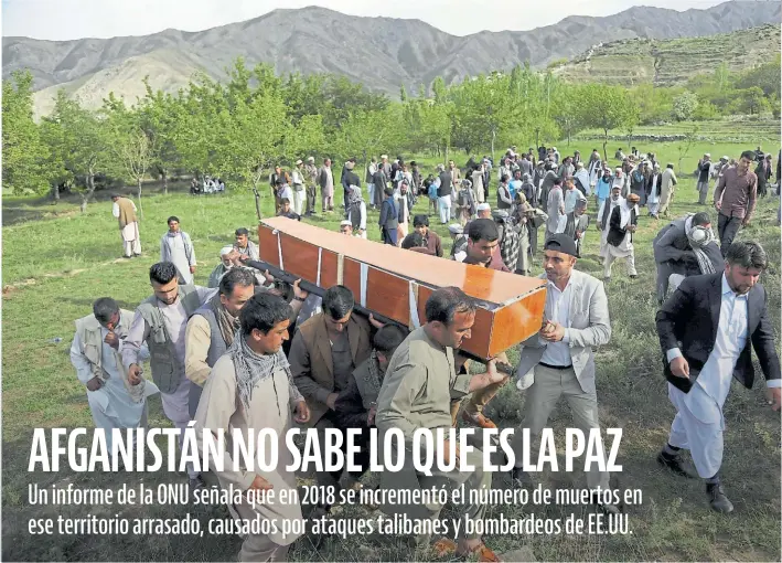  ?? AP ?? Víctimas. El informe subraya el aumento de las muertes de chicos: tan solo en 2018 hubo 927 asesinados por balas y bombas de ambos bandos.