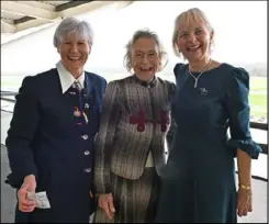  ?? ?? Organising committee members, Kathy Madden and Jane Gilbertwit­h guest Gillian, Lady Howard de Walden, from Kintbury, centre