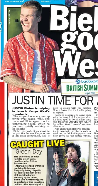  ??  ?? “I’ve been in the studio with and recently. I don’t know what the next single is, I have two or three in mind, so we’ll see.”
has been forced to defend herself against angry fans of
The Navy – Rihanna’s die-hard fan base – were keen to show their...