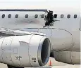  ??  ?? A plane flying out of Somalia last year had a hole blown in it by a terrorist device