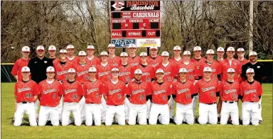  ?? PHOTO COURTESY OF LIFETOUCH NATIONAL STUDIOS ?? Six players from Farmington’s 2018 baseball team that went 15-10 overall and 7-6 in league play were named to the 5A West All-Conference baseball team. The Cardinals coached by Jay Harper and Clint Scrivner placed third in the 5A West Conference...