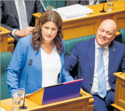  ?? PHOTO / NZME ?? Finance Minister Nicola Willis delivers the Budget in Parliament.