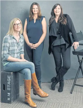  ??  ?? WOMEN ON A MISSION: From left, Paige Warner, Rachel Rose and Lynwen Brennan of Industrial Light & Magic, the special effects studio founded by George Lucas, in San Francisco.