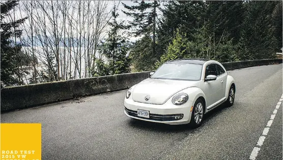  ?? PHOTOS: BRENDAN MCALEER, DRIVING ?? Truth be told, the 2015 Volkswagen Beetle is really a Golf in a bug suit.