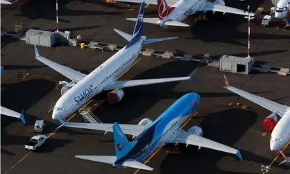  ??  ?? Boeing 737 Max planes have been grounded since March 2019 after two fatal crashes. Photograph:Lindsey Wasson/Reuters