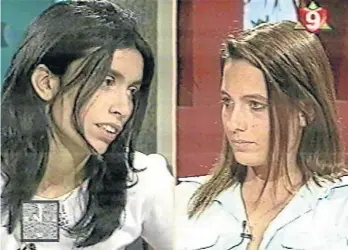  ??  ?? 1996. Samanta y Natalia, en uno de los programas de TV donde eran protagonis­tas.