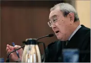  ?? AP FILE PHOTO BY PAUL SAKUMA ?? In this 2012 photo, U.S. 9th Circuit Court of Appeals Judge A. Wallace Tashima speaks during arguments in San Francisco.