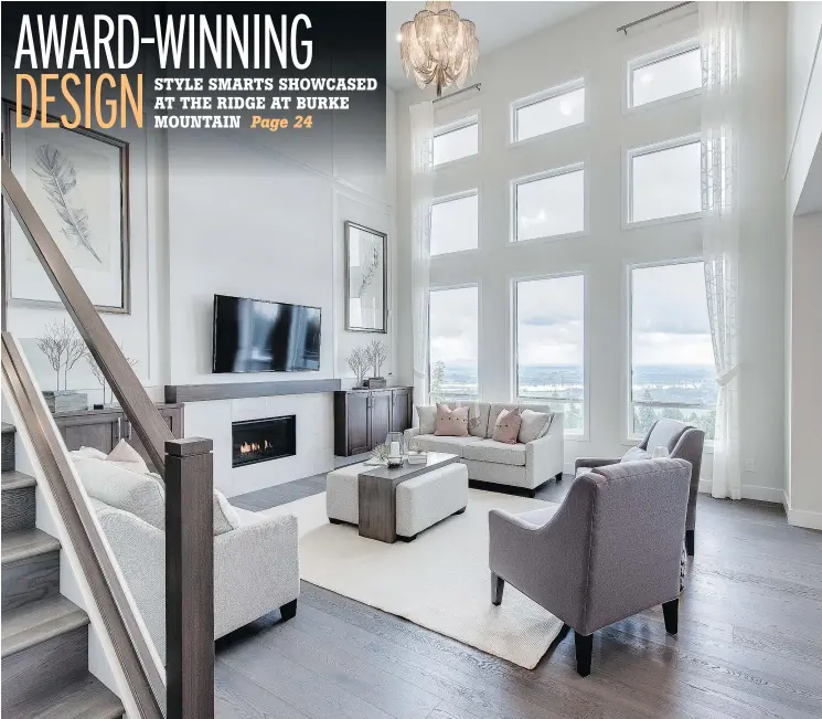  ??  ?? The Ridge at Burke Mountain is a project from Foxridge Homes comprising 49 single-family residences in northeast Coquitlam. The developmen­t’s show home was honoured at the recent Georgie Awards, taking the nod for best single-family detached home over...
