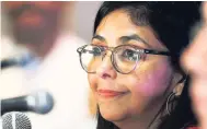  ?? AP ?? Venezuelan Foreign Minister Delcy Rodriguez smiles during a press conference at the Organizati­on of American States General Assembly in Cancun, Mexico, on Tuesday, June 20.