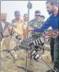  ?? HT PHOTO ?? The Pakistani drone that was shot down by the BSF in Ferozepur.