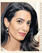  ??  ?? Stylish: Amal Clooney wears drop diamond earrings for work