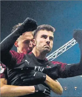  ?? FOTO: EFE ?? Patrick Cutrone, doblete en la prórroga Entró en el minuto 90 y eliminó a la Sampdoria