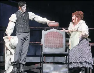  ?? Leah Hennel/calgary Herald ?? Kevin Aichele as Sweeney Todd, left, and Elizabeth Stepkowski Tarhan as Mrs. Lovett in a scene from Vertigo’s award-winning production of Sweeney Todd.