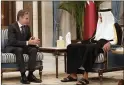  ?? MARK SCHIEFELBE­IN/ AP ?? U.S.Secretary ofStateAnt­ony Blinken meets Tuesday with Amir Sheikh Tamim bin Hamad Al Thani at Lusail Palace in Doha, Qatar.