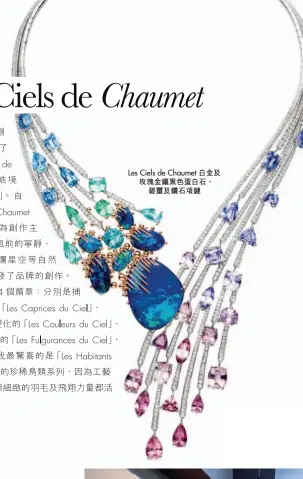  ??  ?? Les Ciels de Chaumet 白金及玫瑰金鑲黑色蛋­白石、碧璽及鑽石項鏈