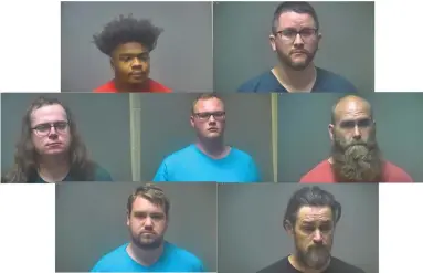  ?? MUGSHOTS FROM ISABELLA COUNTY JAIL ?? Seven men — five from Isabella County — were arrested in a online sting coordinate­d by the Isabella County Sheriff’s Office on Thursday. Officers posed as underage boys and girls and the five are accused of trying to meet the decoys for sexual encounters.