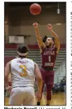  ?? (Photo courtesy UALR Athletics) ?? Markquis Nowell (1) scored 11 points during an 18-4 run Saturday to help the UALR Trojans beat Louisiana-Monroe 65-49 at the Jack Stephens Center in Little Rock. Nowell finished with 16 points.